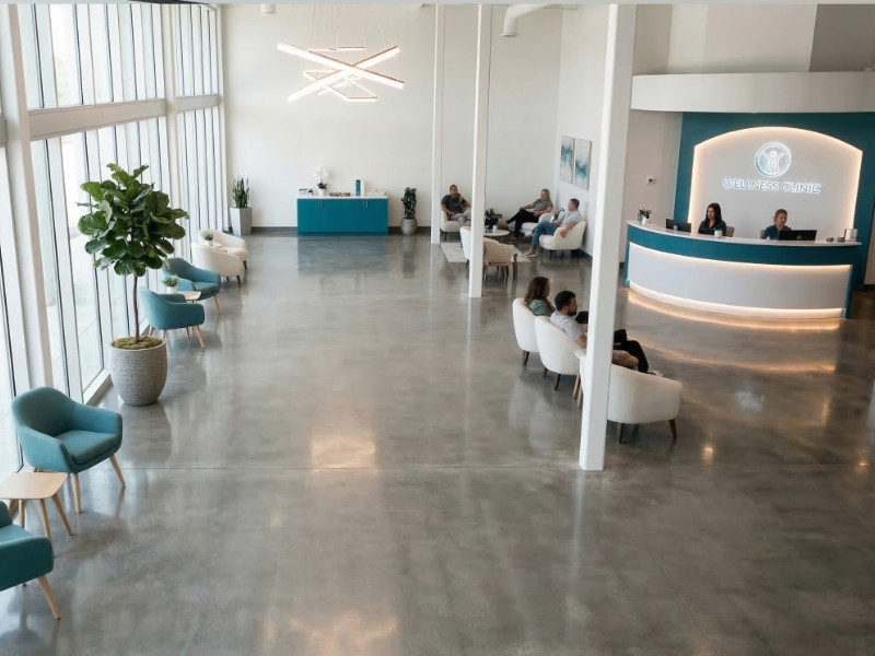Wellness Klinik Empfangsbereich mit Wartelounge